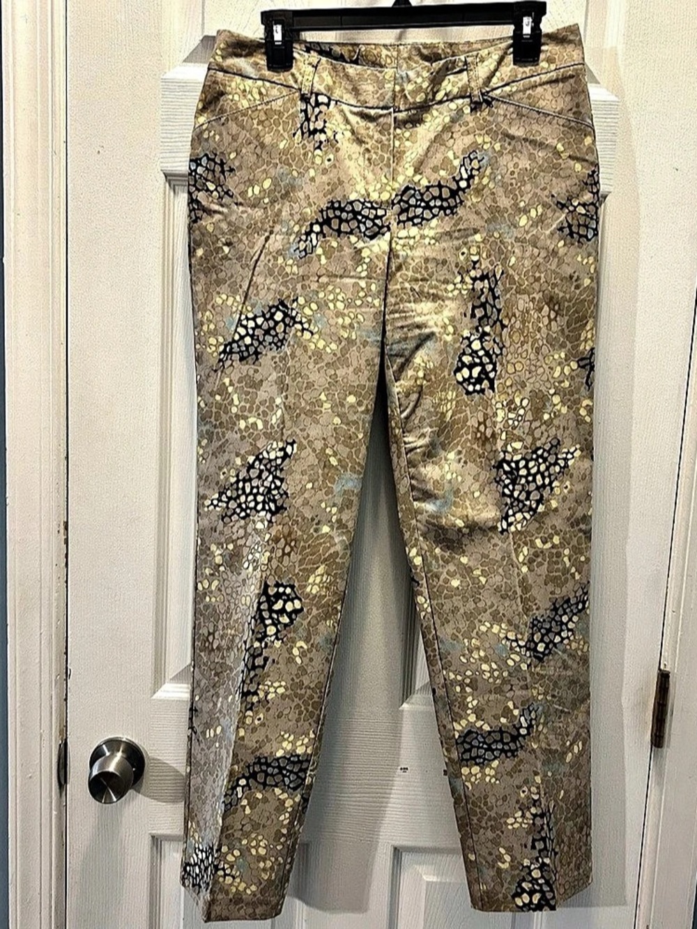 Zac & Rachel Women's Animal Print Skinny Pants Slim Stretch Twill Pockets 28"